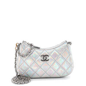 Chanel Hobo Clutch with Chain Quilted Iridescent Metallic Goatskin